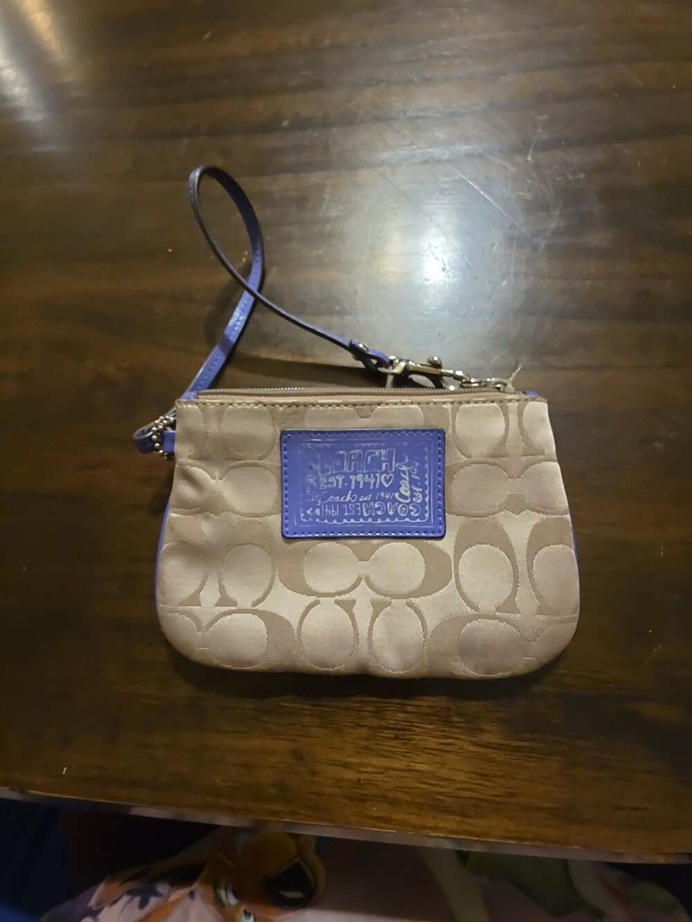 Coach Poppy Signature Canvas Wristlet Pouch